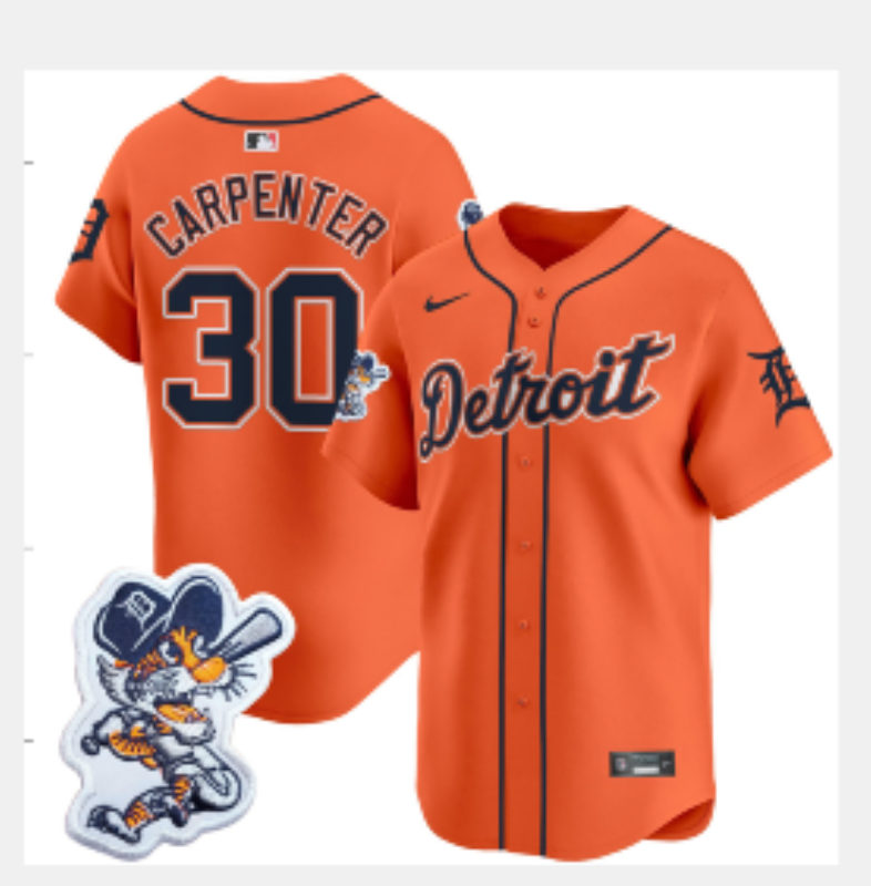 Men 2025 Detroit Tigers 30 Carpenter orange Game Nike MLB All Star Jersey 001